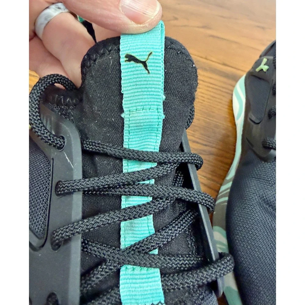Puma‎ Pacer Next Excel Kids Sneakers Black Mint Green 368780-01 Size 4C